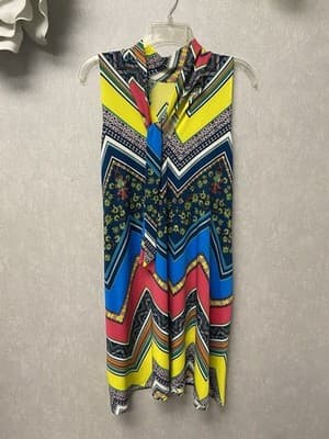 Retro Look Blue/ Yellow Multi Pocketed Dress Size XL - Image 1