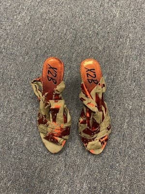 X2B Tan And Metallic Red Sandals Womens Size 8 Block Heels Shoes Wrap Around - Thumbnail 12