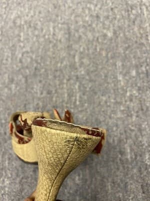 X2B Tan And Metallic Red Sandals Womens Size 8 Block Heels Shoes Wrap Around - Thumbnail 10