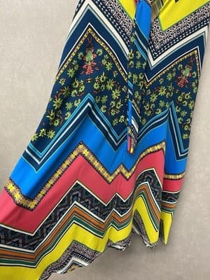 Retro Look Blue/ Yellow Multi Pocketed Dress Size XL - Thumbnail 4