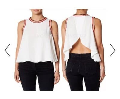 LOVERS & FRIENDS Crop Tank Top With Open Back White And Orange Size Small - Image 1