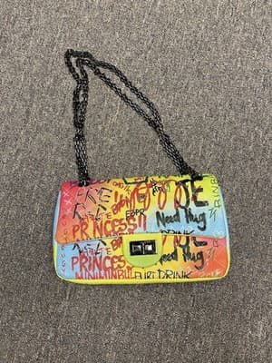 Lady Designer Shoulder Bag Graffiti Jumbo Handbag Flip Envelope Crossbody Clutch - Image 1