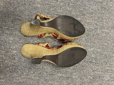 X2B Tan And Metallic Red Sandals Womens Size 8 Block Heels Shoes Wrap Around - Thumbnail 7