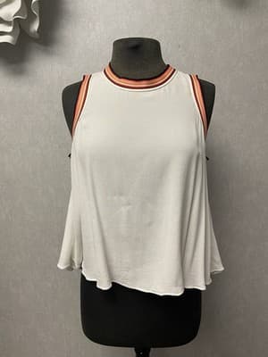LOVERS & FRIENDS Crop Tank Top With Open Back White And Orange Size Small - Thumbnail 2