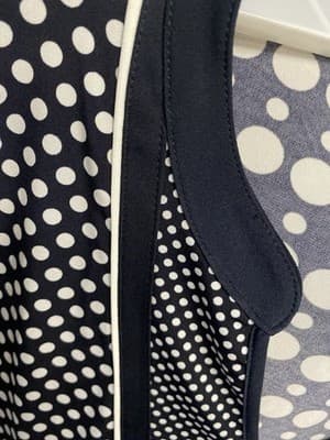 Dana Buchman Long Sleeve Stretch Top Navy/white Polka Dot Top Size Large - Thumbnail 6