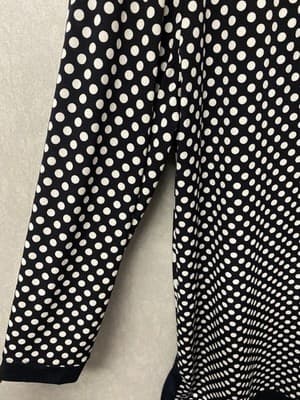 Dana Buchman Long Sleeve Stretch Top Navy/white Polka Dot Top Size Large - Thumbnail 3