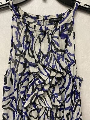 The Limited Purple/Black Sleeveless Ruffle Blouse Size Large - Thumbnail 2