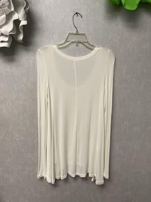 FREE PEOPLE Knit Hi-Low Top White Flowy Boho Oversized Textured Shirt Sz Small - Thumbnail 6