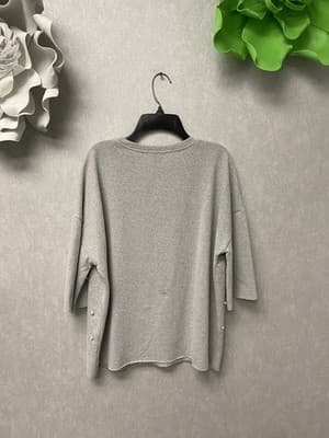 Falls Creek Grey Lightweight Sweater With Pearls Size Large - Thumbnail 6