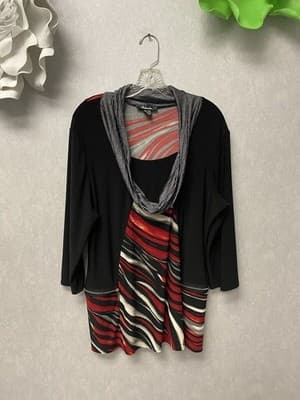 Brianna Red/ Black Relax Long Sleeve Shift Dress/Tunic Women's Size Xl - Image 1