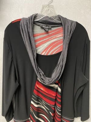 Brianna Red/ Black Relax Long Sleeve Shift Dress/Tunic Women's Size Xl - Thumbnail 2