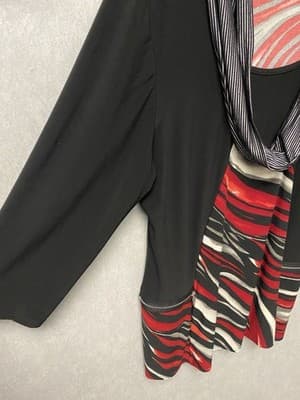 Brianna Red/ Black Relax Long Sleeve Shift Dress/Tunic Women's Size Xl - Thumbnail 4