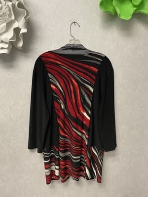 Brianna Red/ Black Relax Long Sleeve Shift Dress/Tunic Women's Size Xl - Thumbnail 7