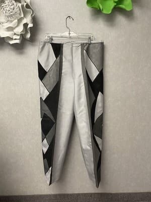 Revamped Gray/Black Angles Hand Painted Pants Size 16 - Image 1