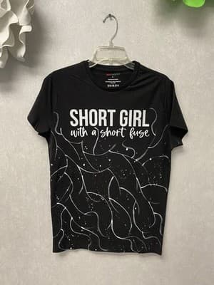 Revamped Black/White Hand painted T-Shirt Size Small Short Girl… - Image 1