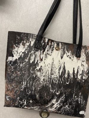 Revamped Black/Brown Waterfall Hand Painted Tote Bag - Thumbnail 3
