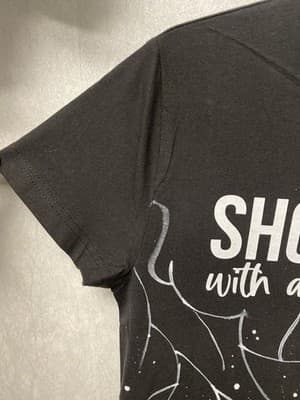 Revamped Black/White Hand painted T-Shirt Size Small Short Girl… - Thumbnail 5