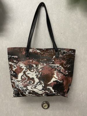 Revamped Black/Brown Waterfall Hand Painted Tote Bag - Image 1