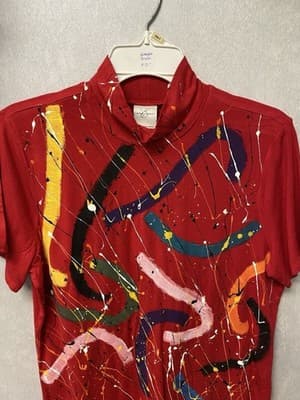 Revamped Red Multi Hand Painted Knit Top Size Large - Thumbnail 2