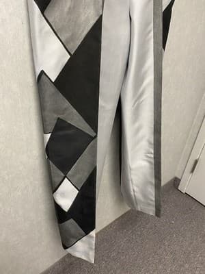 Revamped Gray/Black Angles Hand Painted Pants Size 16 - Thumbnail 3