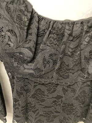 CUPIO BLACK BOHO LINED LACE DOUBLE RUFFLE BELL SLEEVE BLOUSE TOP Med - Thumbnail 8