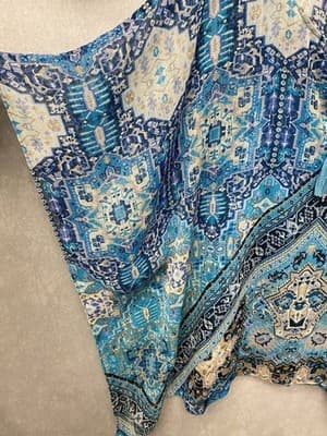 Rose & Olive Sheer Blue Printed Bohemian Kimono size Med With Tank - Thumbnail 4
