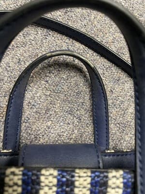 Calvin Klein Evelyn Daytona Mini Satchel Tote Bag Navy Blue Canvas Gold Hardware - Thumbnail 5