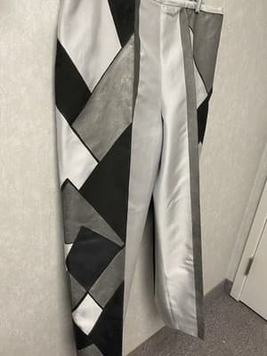 Revamped Gray/Black Angles Hand Painted Pants Size 16 - Thumbnail 2