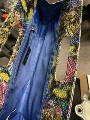 Vintage Giannini Faux Snakeskin Clutch Rainbow Colors - Thumbnail 4