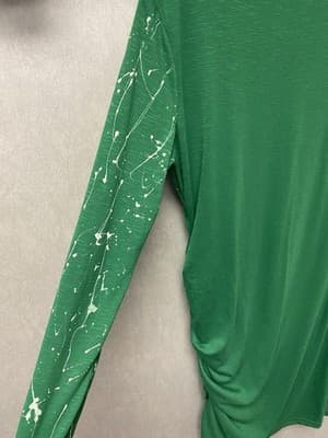 Revamped Green/White Splatter Hand Painted Dress Size Large - Thumbnail 8