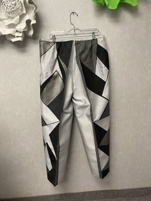 Revamped Gray/Black Angles Hand Painted Pants Size 16 - Thumbnail 7