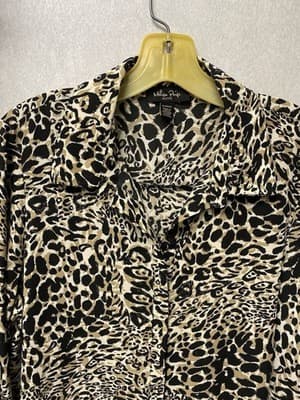 Melissa Paige Large Petite Tunic Top Blouse Shirt Leopard Animal Print Oversized - Thumbnail 2