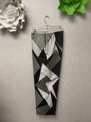 Revamped Gray/Black Angles Hand Painted Pants Size 16 - Thumbnail 11