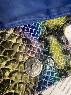 Vintage Giannini Faux Snakeskin Clutch Rainbow Colors - Thumbnail 7