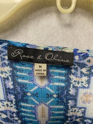 Rose & Olive Sheer Blue Printed Bohemian Kimono size Med With Tank - Thumbnail 3