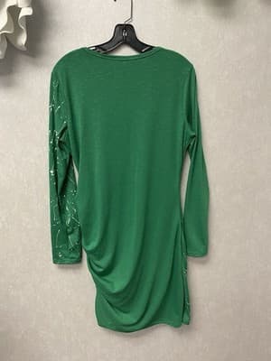 Revamped Green/White Splatter Hand Painted Dress Size Large - Thumbnail 7