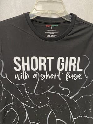 Revamped Black/White Hand painted T-Shirt Size Small Short Girl… - Thumbnail 2