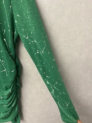Revamped Green/White Splatter Hand Painted Dress Size Large - Thumbnail 3