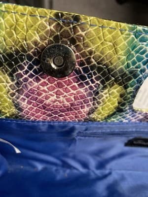 Vintage Giannini Faux Snakeskin Clutch Rainbow Colors - Thumbnail 6