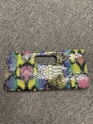 Vintage Giannini Faux Snakeskin Clutch Rainbow Colors - Thumbnail 3