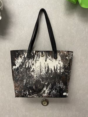 Revamped Black/Brown Waterfall Hand Painted Tote Bag - Thumbnail 2