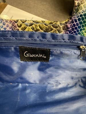 Vintage Giannini Faux Snakeskin Clutch Rainbow Colors - Thumbnail 5