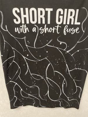 Revamped Black/White Hand painted T-Shirt Size Small Short Girl… - Thumbnail 3