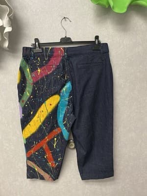 Revamped Denim Multi Hand Painted Capris Size 14 - Thumbnail 4