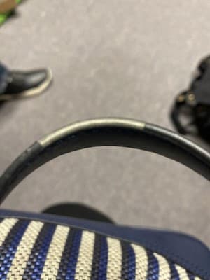 Calvin Klein Evelyn Daytona Mini Satchel Tote Bag Navy Blue Canvas Gold Hardware - Thumbnail 7