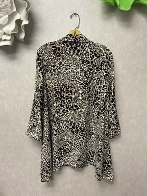 Melissa Paige Large Petite Tunic Top Blouse Shirt Leopard Animal Print Oversized - Thumbnail 7