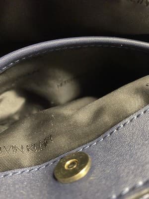 Calvin Klein Evelyn Daytona Mini Satchel Tote Bag Navy Blue Canvas Gold Hardware - Thumbnail 10