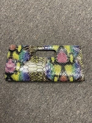 Vintage Giannini Faux Snakeskin Clutch Rainbow Colors - Image 1