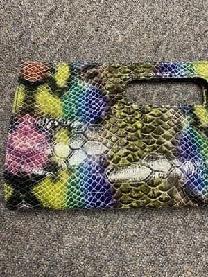 Vintage Giannini Faux Snakeskin Clutch Rainbow Colors - Thumbnail 2