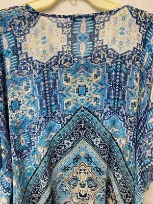 Rose & Olive Sheer Blue Printed Bohemian Kimono size Med With Tank - Thumbnail 7
